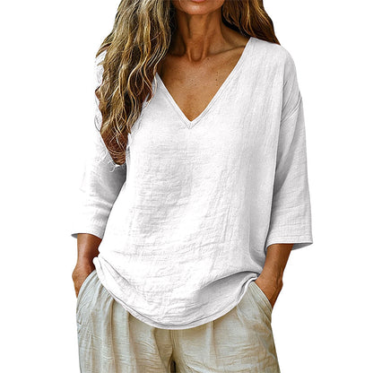 ⌛Limited-Time Offer-Women's Casual V-Neck Three Quarter Sleeve Blouse
