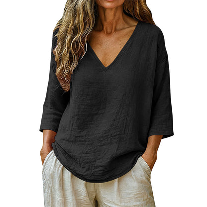 ⌛Limited-Time Offer-Women's Casual V-Neck Three Quarter Sleeve Blouse