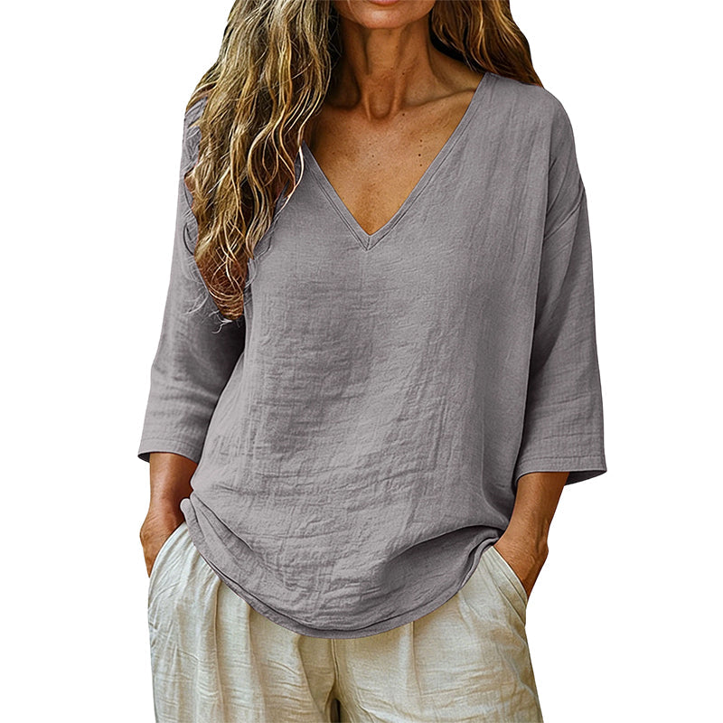 ⌛Limited-Time Offer-Women's Casual V-Neck Three Quarter Sleeve Blouse