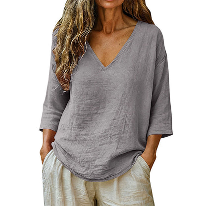 ⌛Limited-Time Offer-Women's Casual V-Neck Three Quarter Sleeve Blouse