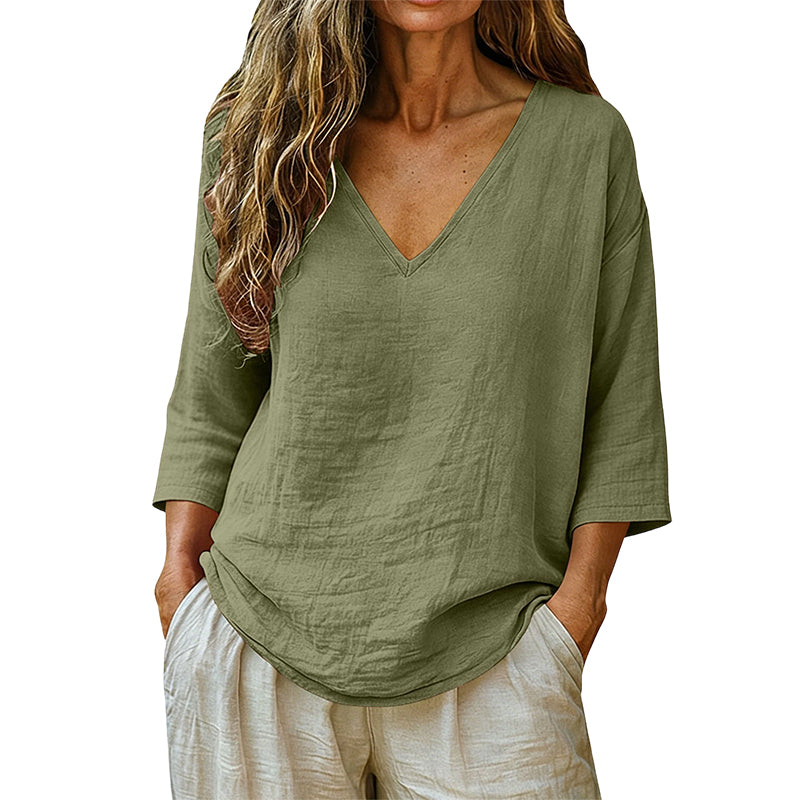⌛Limited-Time Offer-Women's Casual V-Neck Three Quarter Sleeve Blouse