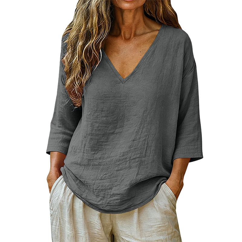⌛Limited-Time Offer-Women's Casual V-Neck Three Quarter Sleeve Blouse