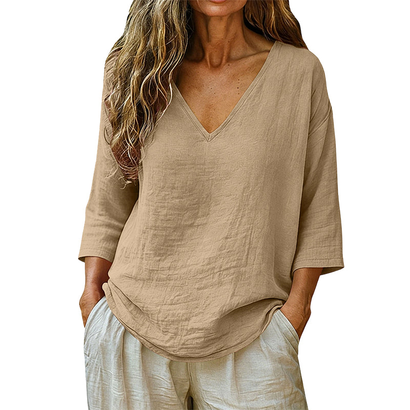 ⌛Limited-Time Offer-Women's Casual V-Neck Three Quarter Sleeve Blouse