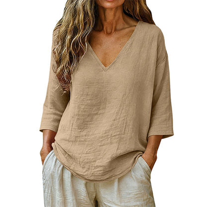 ⌛Limited-Time Offer-Women's Casual V-Neck Three Quarter Sleeve Blouse