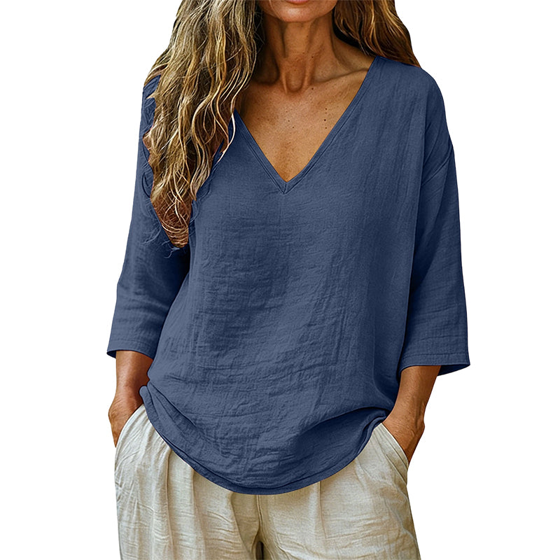 ⌛Limited-Time Offer-Women's Casual V-Neck Three Quarter Sleeve Blouse