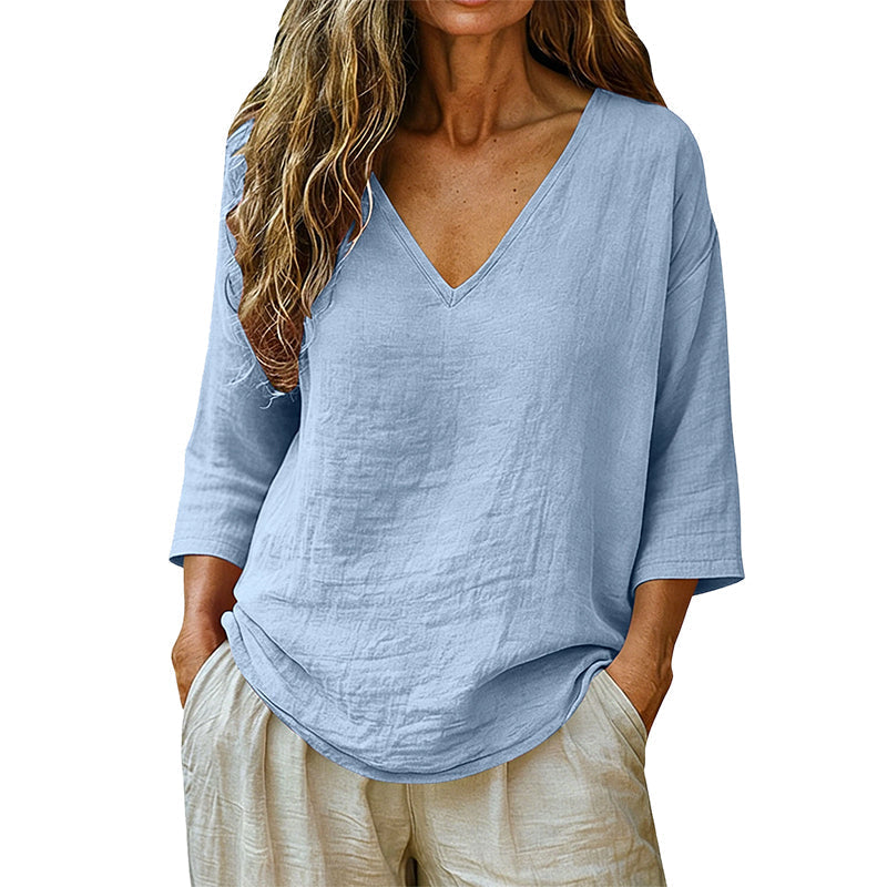 ⌛Limited-Time Offer-Women's Casual V-Neck Three Quarter Sleeve Blouse