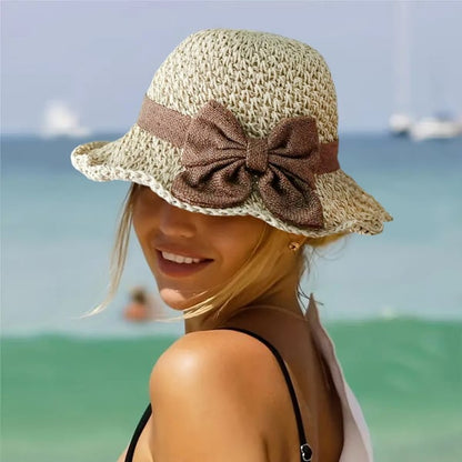 🔥 Hot sale 50% OFF🔥Elegant Woven Straw Sun Hat with Bow