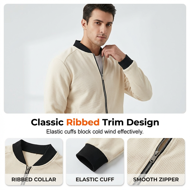 Men's Casual Waffle Knit Thermal Jacket