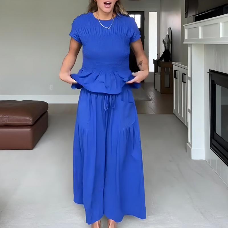 🔥Hot Sale Offers-Women’s Pleated Top & Wide-Leg Pants Set