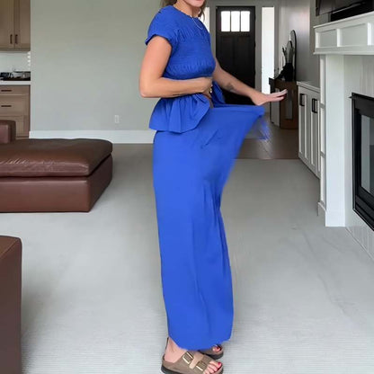 🔥Hot Sale Offers-Women’s Pleated Top & Wide-Leg Pants Set