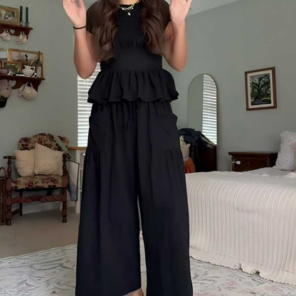 🔥Hot Sale Offers-Women’s Pleated Top & Wide-Leg Pants Set