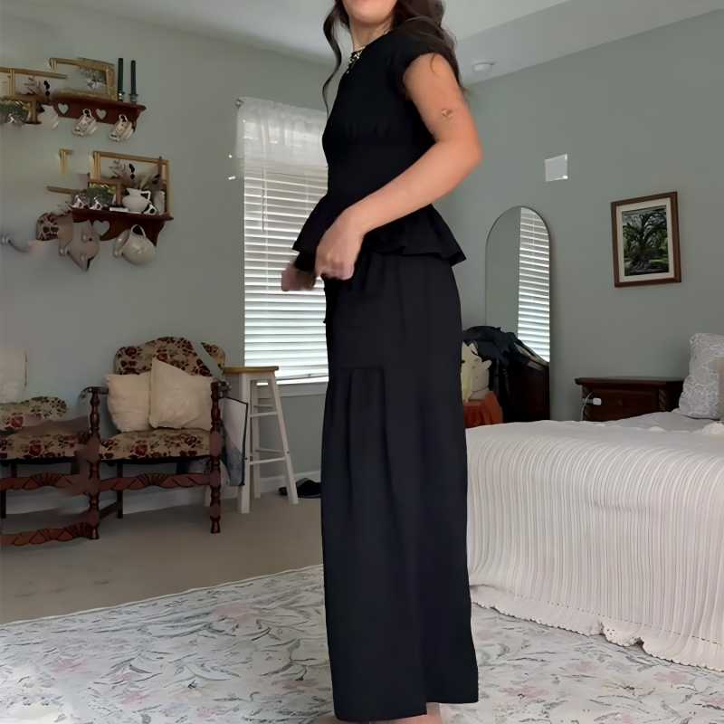 🔥Hot Sale Offers-Women’s Pleated Top & Wide-Leg Pants Set