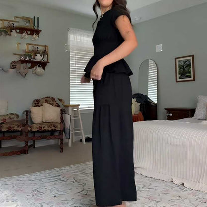 🔥Hot Sale Offers-Women’s Pleated Top & Wide-Leg Pants Set