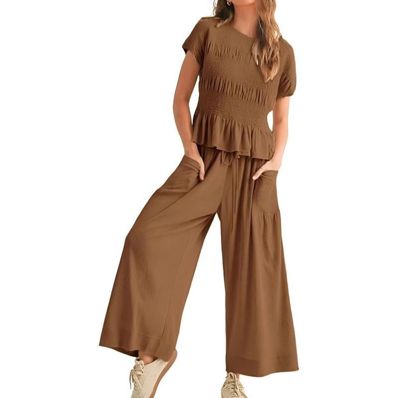 🔥Hot Sale Offers-Women’s Pleated Top & Wide-Leg Pants Set