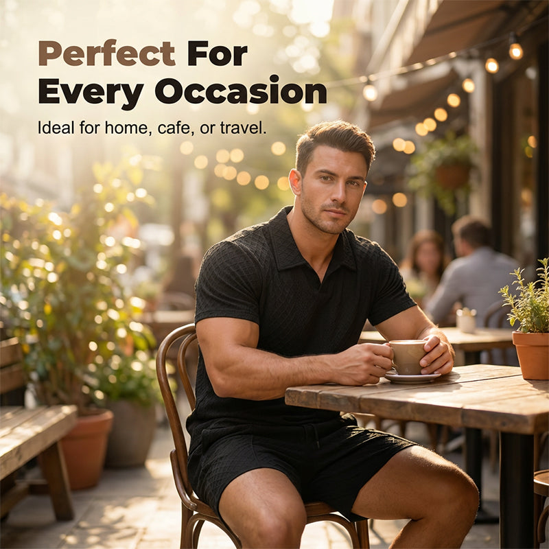 📢New Arrivals & Special Offers-Men's Jacquard T Shirt & Shorts Set