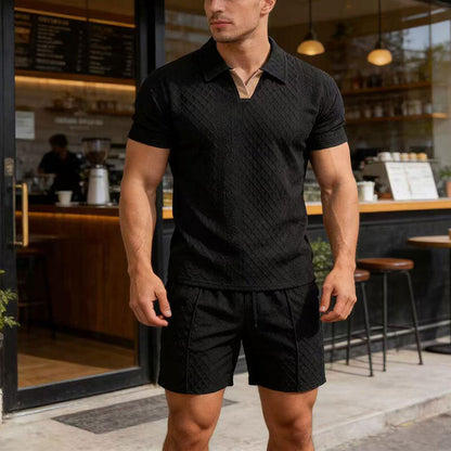 📢New Arrivals & Special Offers-Men's Jacquard T Shirt & Shorts Set