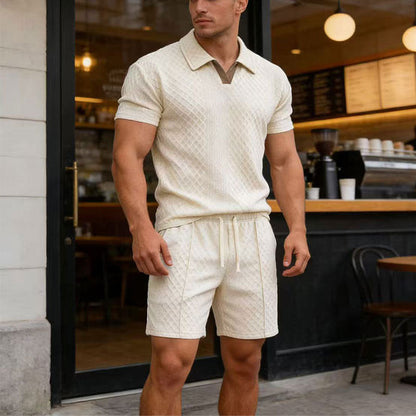 📢New Arrivals & Special Offers-Men's Jacquard T Shirt & Shorts Set