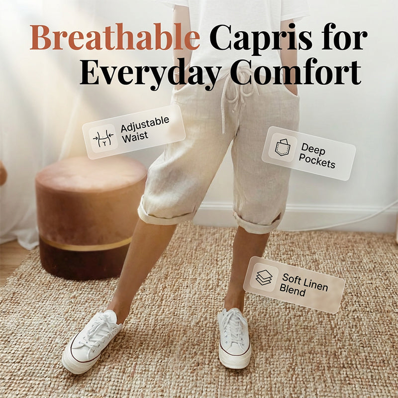 🔥Hot Sale Offers-Women's Casual Cotton Linen Capris