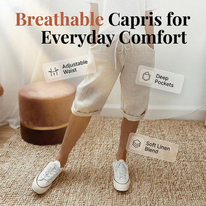 🔥Hot Sale Offers-Women's Casual Cotton Linen Capris