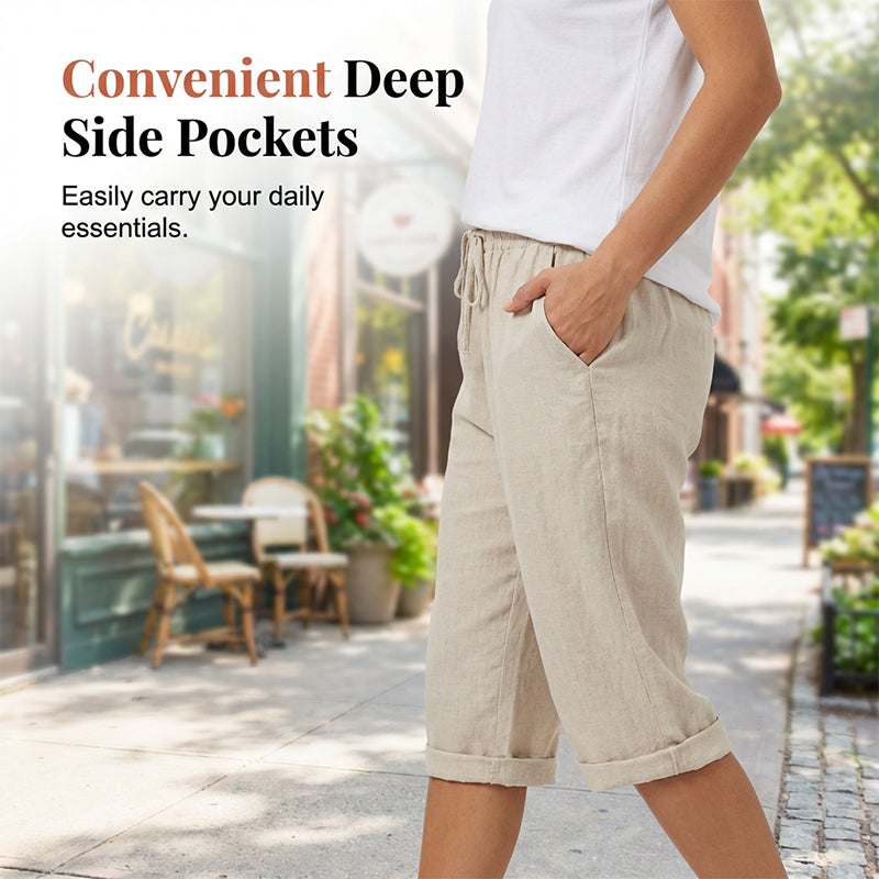🔥Hot Sale Offers-Women's Casual Cotton Linen Capris