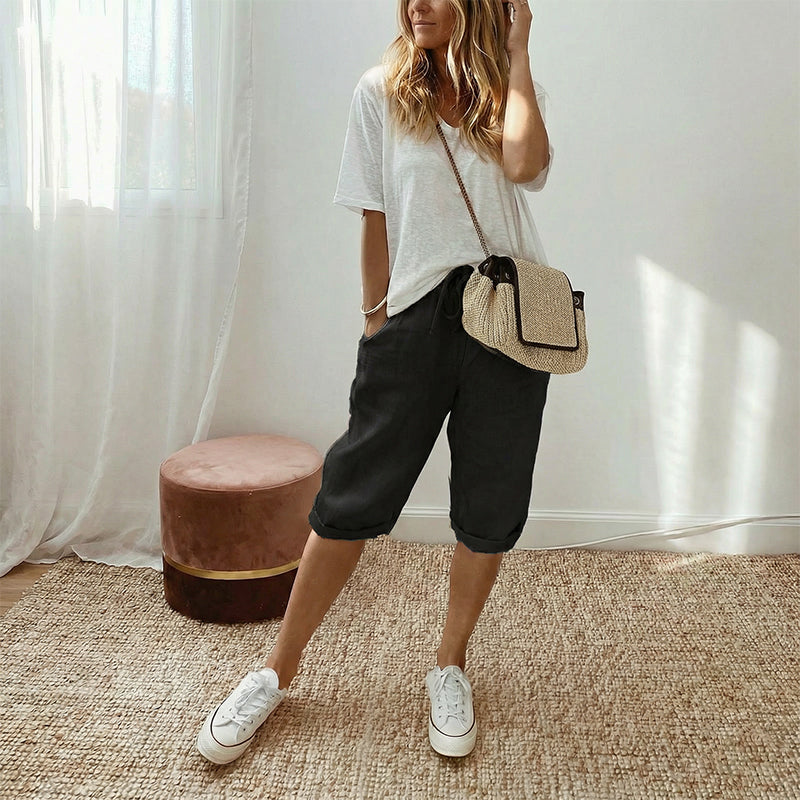 🔥Hot Sale Offers-Women's Casual Cotton Linen Capris