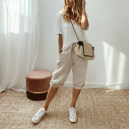 🔥Hot Sale Offers-Women's Casual Cotton Linen Capris