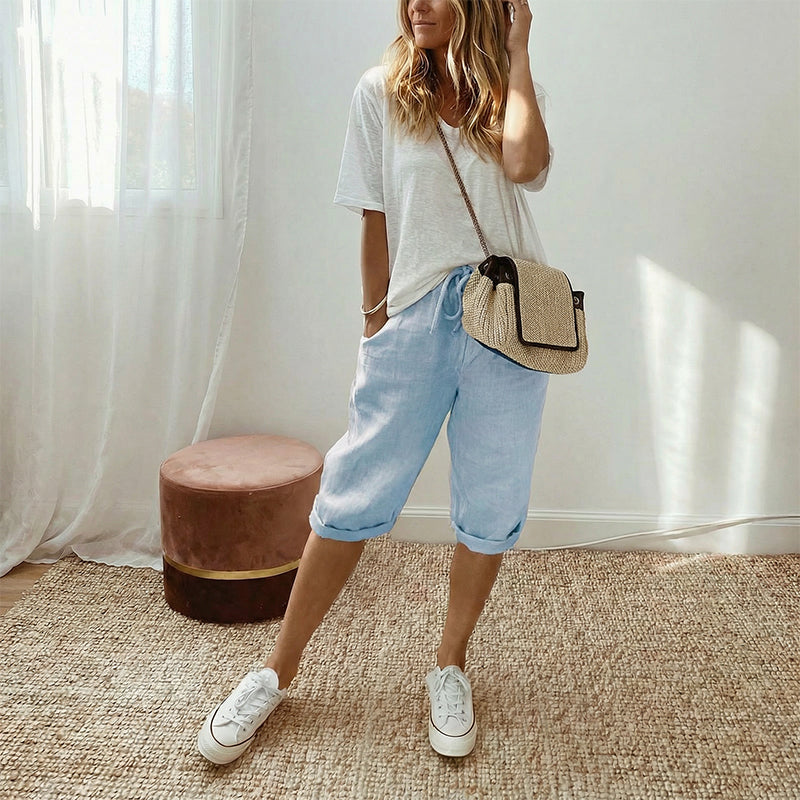 🔥Hot Sale Offers-Women's Casual Cotton Linen Capris