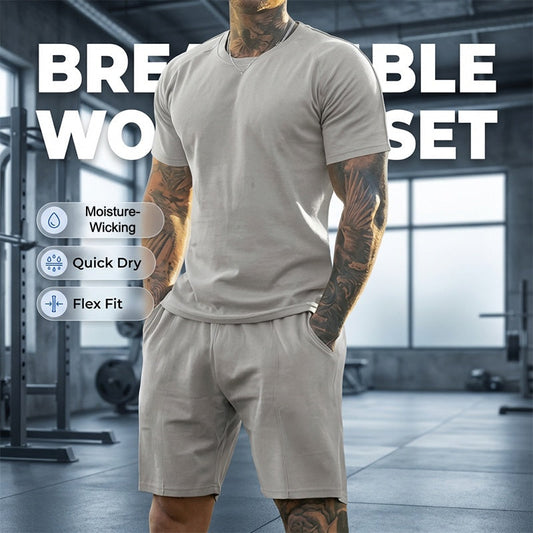 🔥Hot Sale Offers-Men's Athletic T-Shirt & Shorts 2-Piece Set