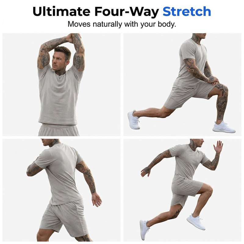 🔥Hot Sale Offers-Men's Athletic T-Shirt & Shorts 2-Piece Set