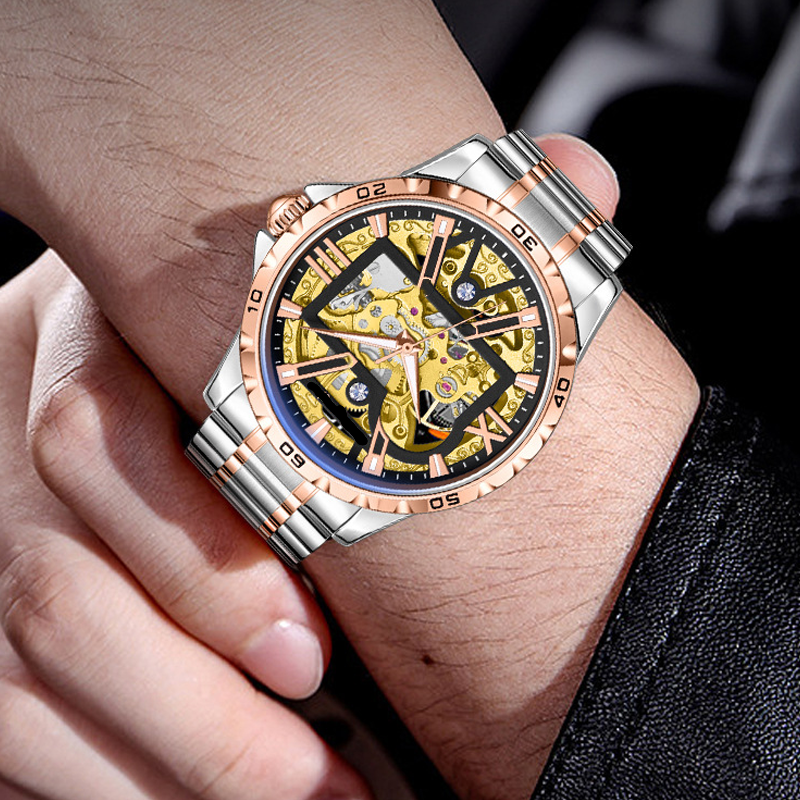 🔥Hot Sale Offers-Men's Automatic Skeleton Stainless Steel Watch