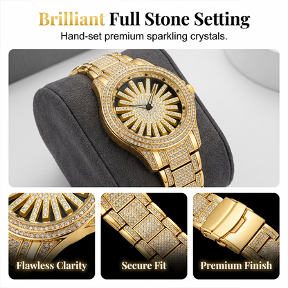 ⏳Time-Limited Special⏰Men's Iced-Out Watch with Rotating Dial – Sparkling Crystals, Precise Quartz & Butterfly Clasp ✨