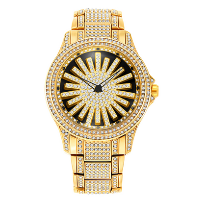 ⏳Time-Limited Special⏰Men's Iced-Out Watch with Rotating Dial – Sparkling Crystals, Precise Quartz & Butterfly Clasp ✨