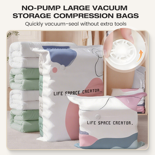 🥳2026 HOT SALE🥳💞50K+ SOLD!🧳💨 50% OFF! No‑Pump Vacuum Storage Bags – Press & seal, no pump needed. Saves 80% space, keeps clothes dry & dust‑free. Perfect for bulky bedding & off‑season gear. 🛏️🗄️