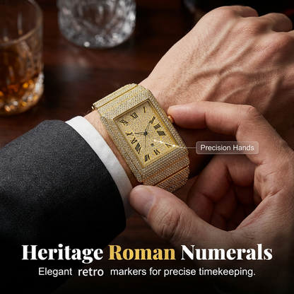 🔥Limited-time offer-Iced-Out Rectangular Face Watch