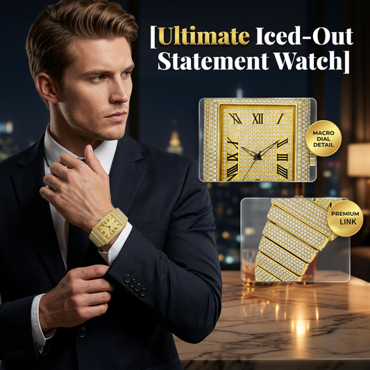 🔥Limited-time offer-Iced-Out Rectangular Face Watch