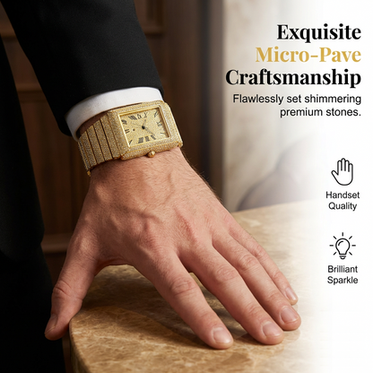 🔥Limited-time offer-Iced-Out Rectangular Face Watch