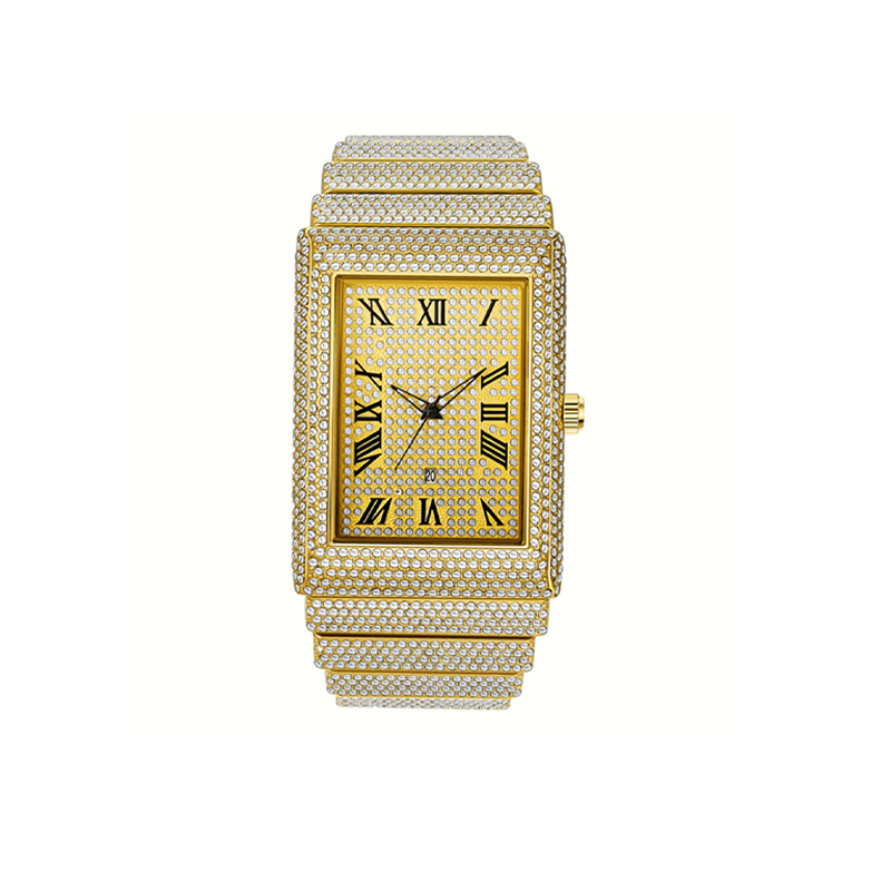 🔥Limited-time offer-Iced-Out Rectangular Face Watch