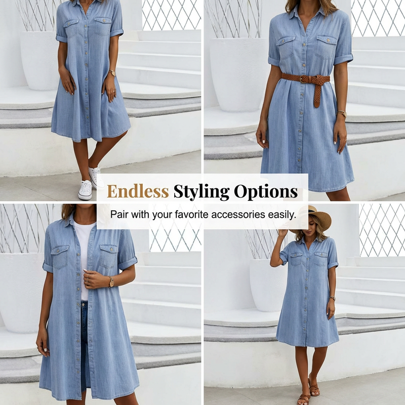🔥 Limited-Time Sale – Up to 60% OFF🔥Women's Casual Denim Shirt Dress