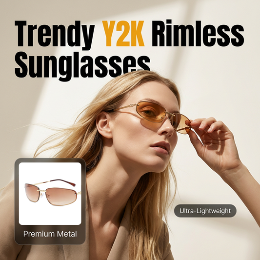 🔥Hot Sale Offers-Y2K Retro Rimless Sunglasses for Women