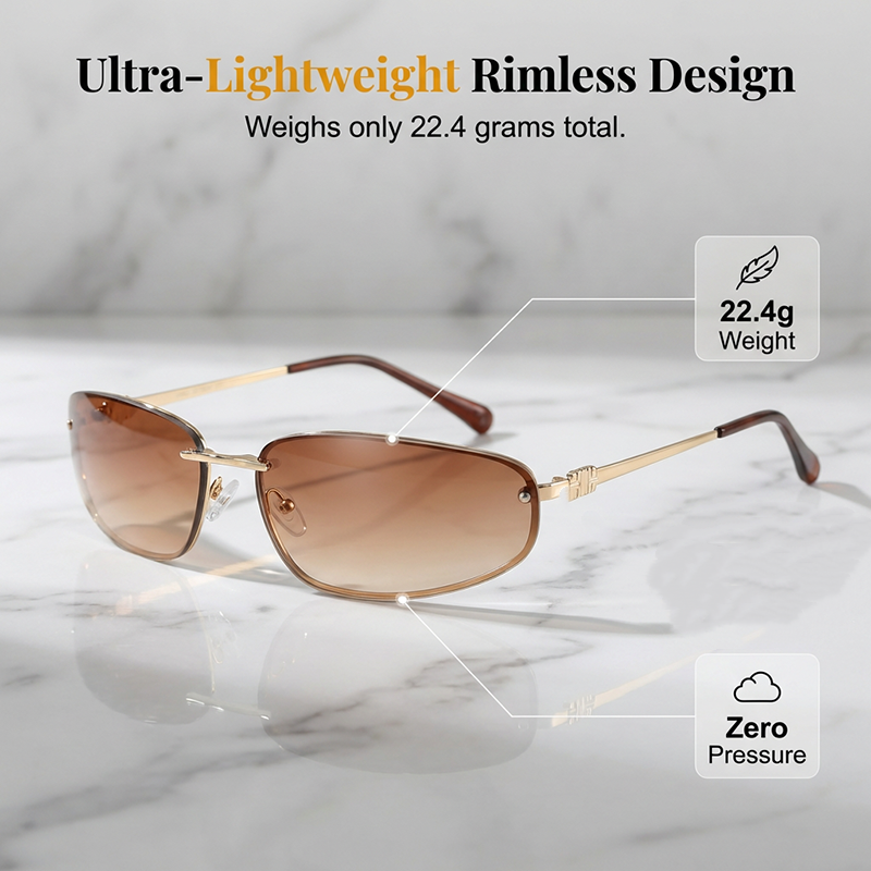🔥Hot Sale Offers-Y2K Retro Rimless Sunglasses for Women