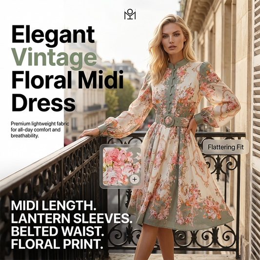 🔥Hot Sale Deals-Romantic Floral Print High Neck Mini Dress