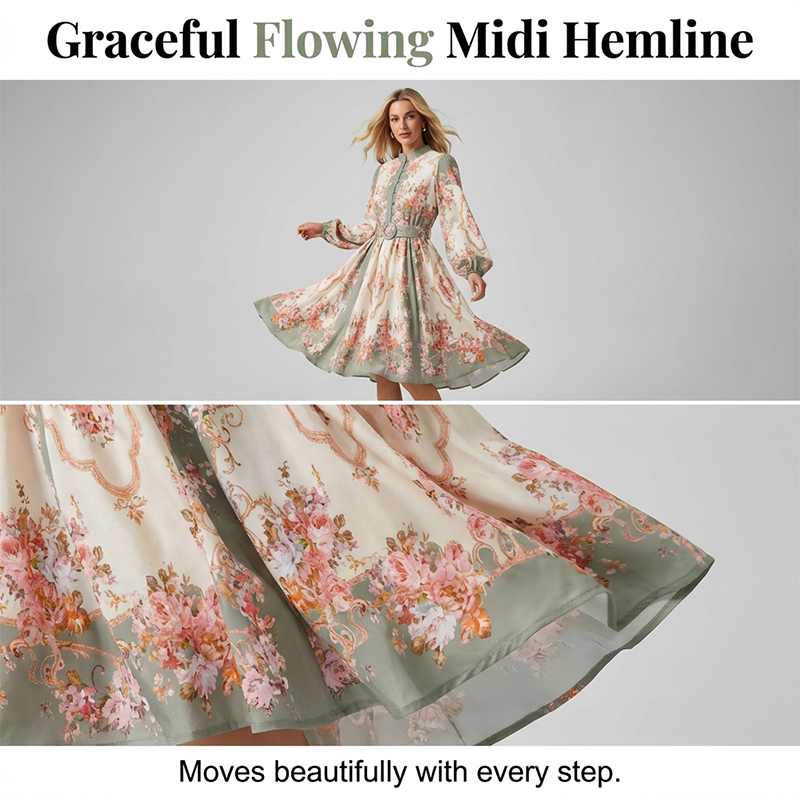 🔥Hot Sale Deals-Romantic Floral Print High Neck Mini Dress
