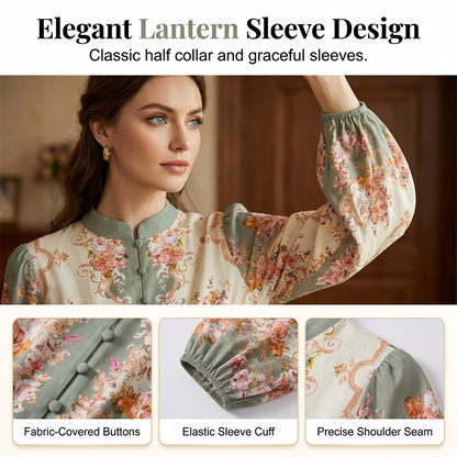 🔥Hot Sale Deals-Romantic Floral Print High Neck Mini Dress
