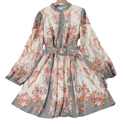 🔥Hot Sale Deals-Romantic Floral Print High Neck Mini Dress