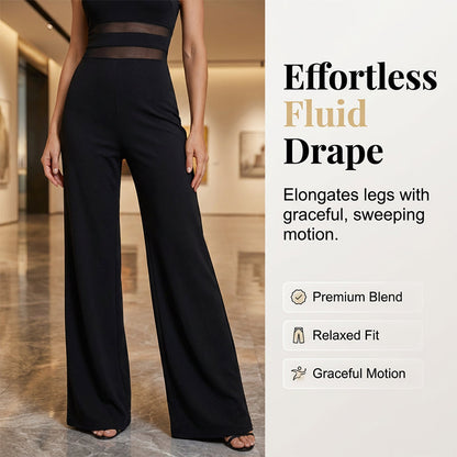 🔥2026 New Arrival🔥One-Shoulder Mesh Panel Wide-Leg Jumpsuit