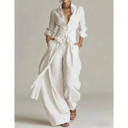 🔥Limited-time offer-Women's Collared Top and High-Waist Pants Set