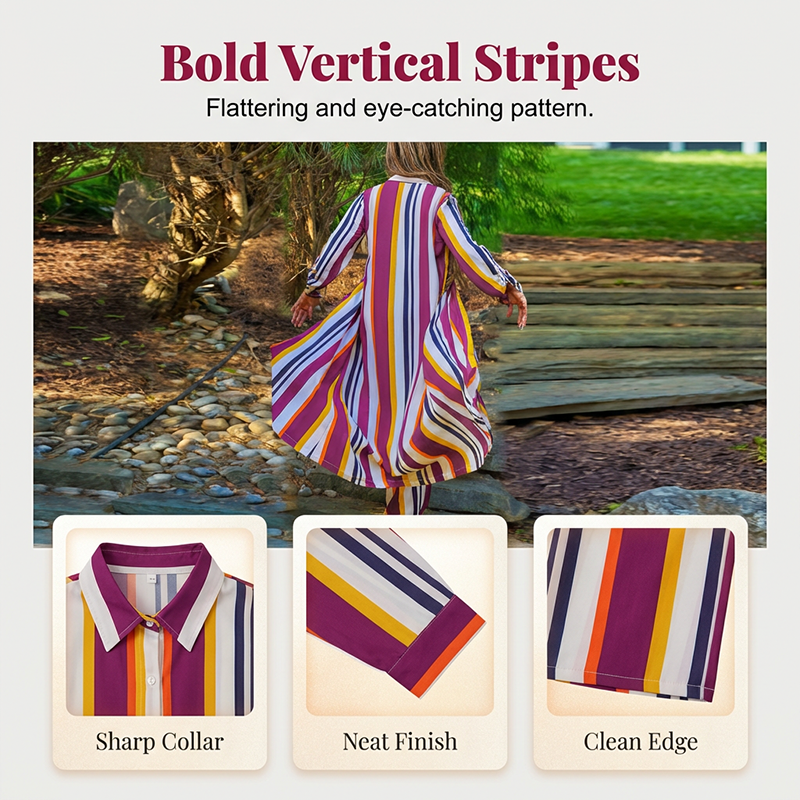 2026 New Arrivals Sale-Vertical Stripe Button-Down Shirt & Wide-Leg Pant Set