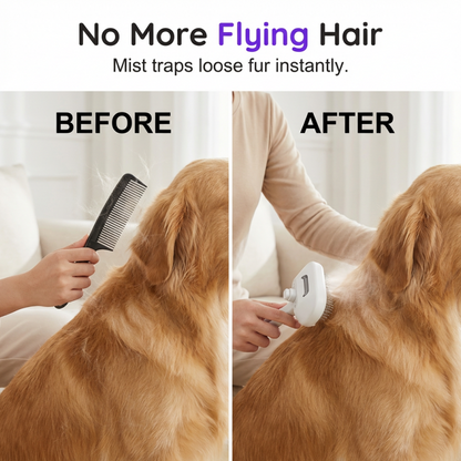 Self-Cleaning Mist Pet Brush with UV Light