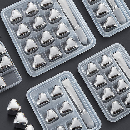 Heart-Shaped Stainless Steel Reusable Ice Cubes Set