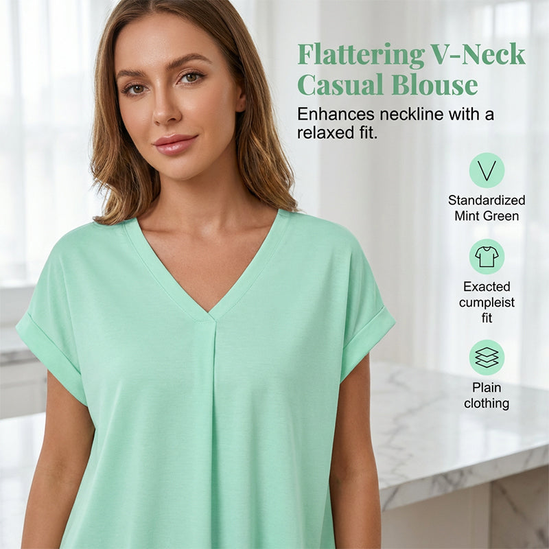🔥Limited-time offer-Flowy Short Sleeve Top with Inverted Pleat Back